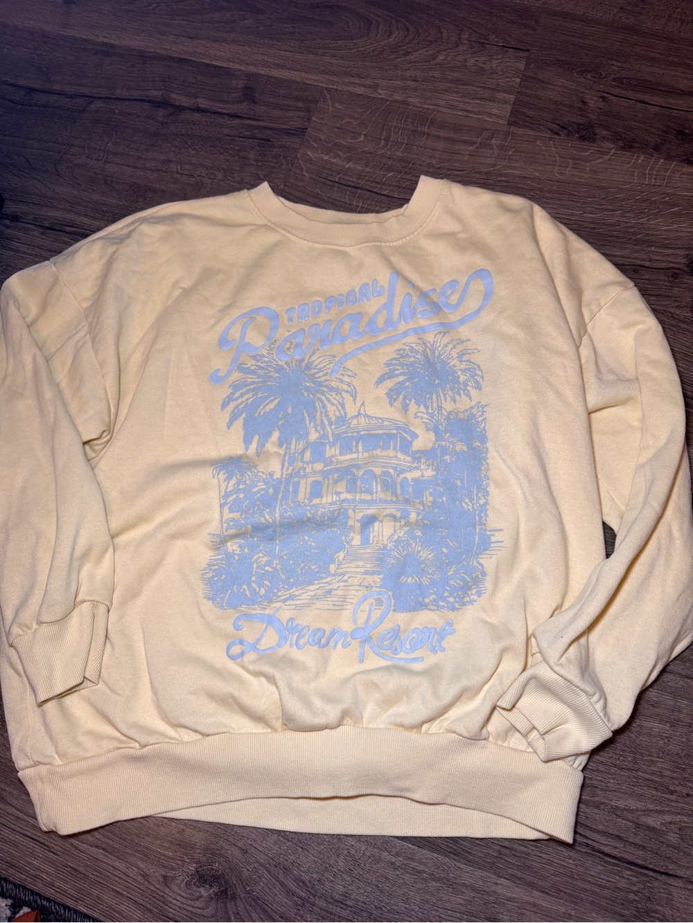 Cream Graphic Sweatshirt - Tropical Paradise Print